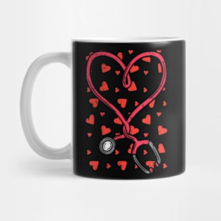 Heart Stethoscope Cute Love Scrub Top Valentines Day Nurse Mug